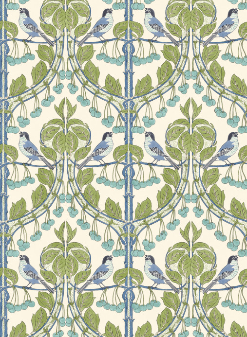 GP & J Baker Tapete Birds & Cherries - Green/ Blue