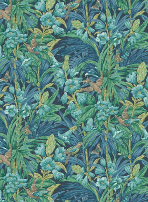GP & J Baker Tapete Trumpet Flowers - Indigo/ Teal
