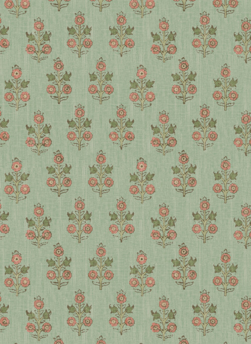 GP & J Baker Wallpaper Poppy Sprig - Aqua/ Blush
