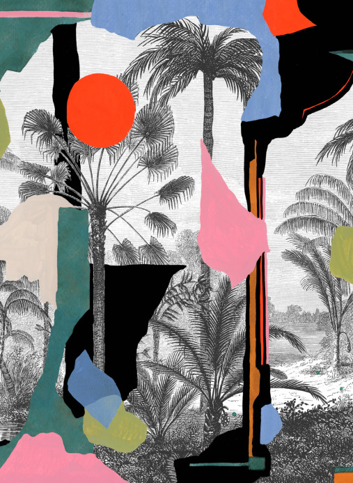 Tres Tintas Papier peint panoramique Colonial Abstraction - Pink