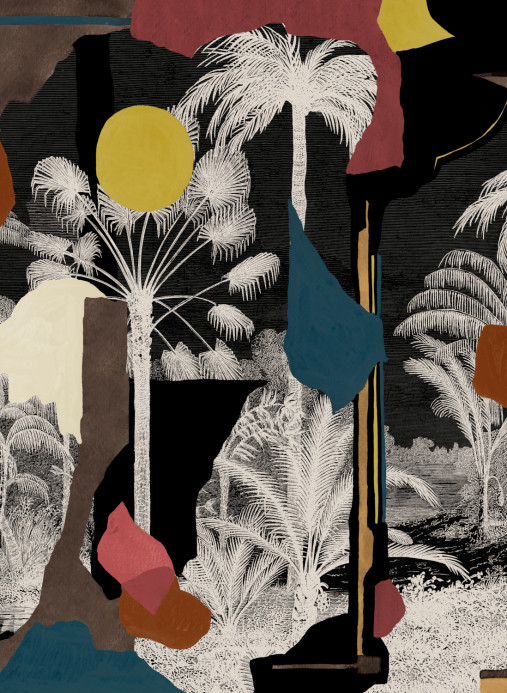 Tres Tintas Papier peint panoramique Colonial Abstraction - Black