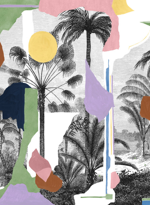 Tres Tintas Papier peint panoramique Colonial Abstraction - White