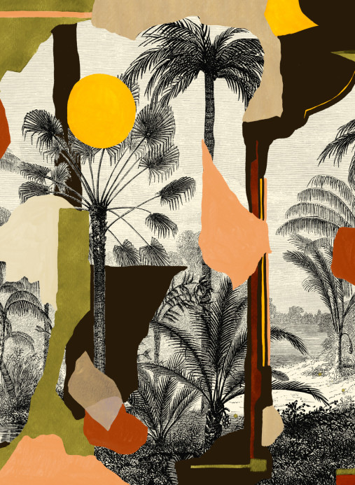 Tres Tintas Papier peint panoramique Colonial Abstraction - Toasted