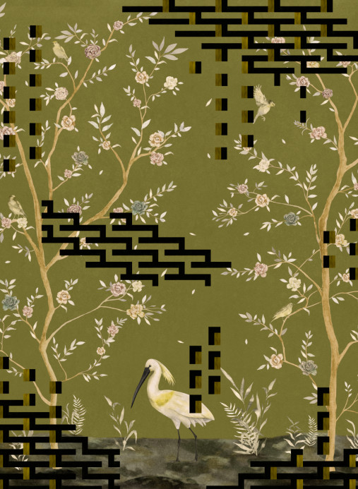 Tres Tintas Mural Tetris Chinoiseries - Green