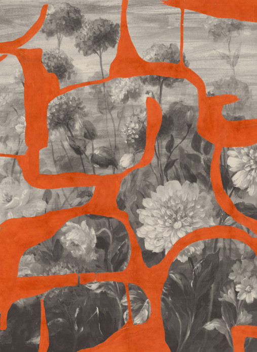 Tres Tintas Carta da parati panoramica Prehistoric Flowers - Orange