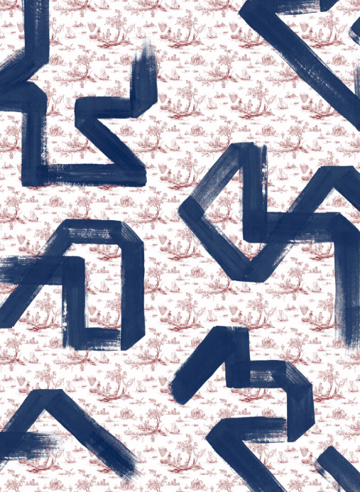 Tres Tintas Papier peint panoramique Toile Strokes - Garnet