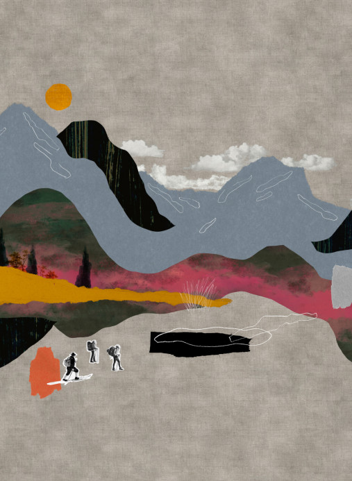 Tres Tintas Carta da parati panoramica Landscape Collage - Grey