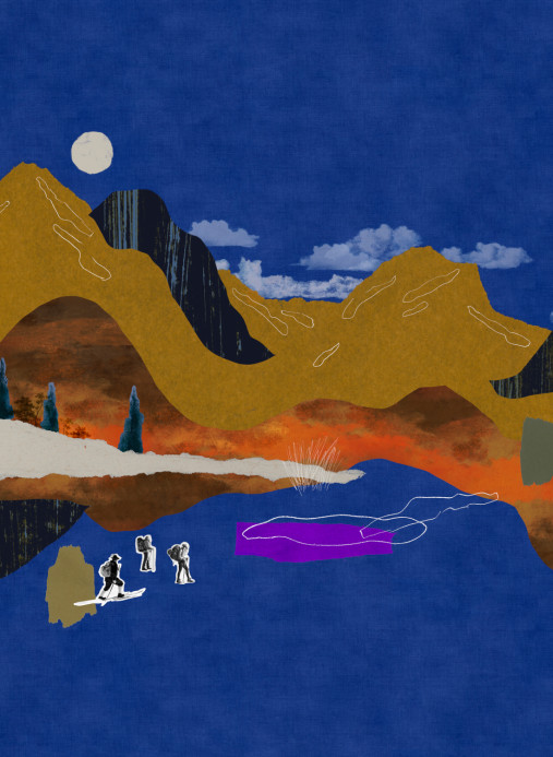 Tres Tintas Carta da parati panoramica Landscape Collage - Blue