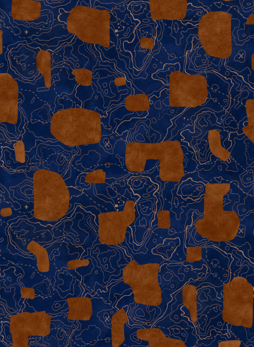 Tres Tintas Papier peint Map Xylography - Tobacco