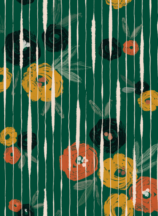 Tres Tintas Tapete Broken Poppies - Green