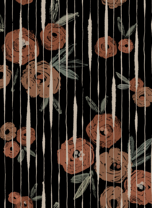 Tres Tintas Tapete Broken Poppies - Black