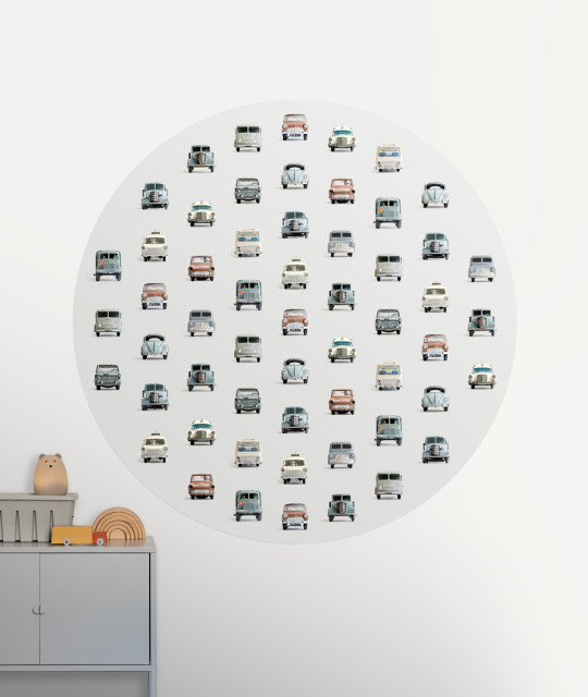Studio Ditte Wandbild Cars Circle/ Auto Cirkel - Light Grey/ Lichtgrijs - 1,425 m