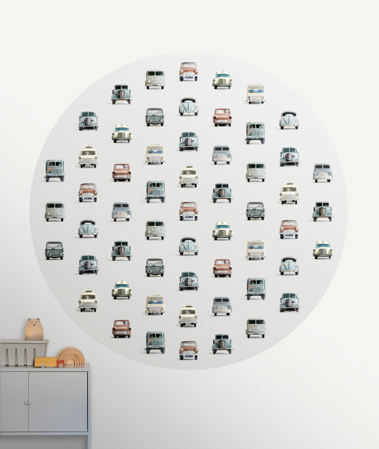 Studio Ditte Wandbild Cars Circle/ Auto Cirkel - Light Grey/ Lichtgrijs - 1,90 m