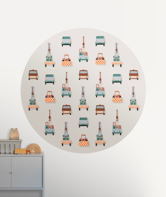 Studio Ditte Wandbild Crane Truck Circle/ Kraanwagen Cirkel