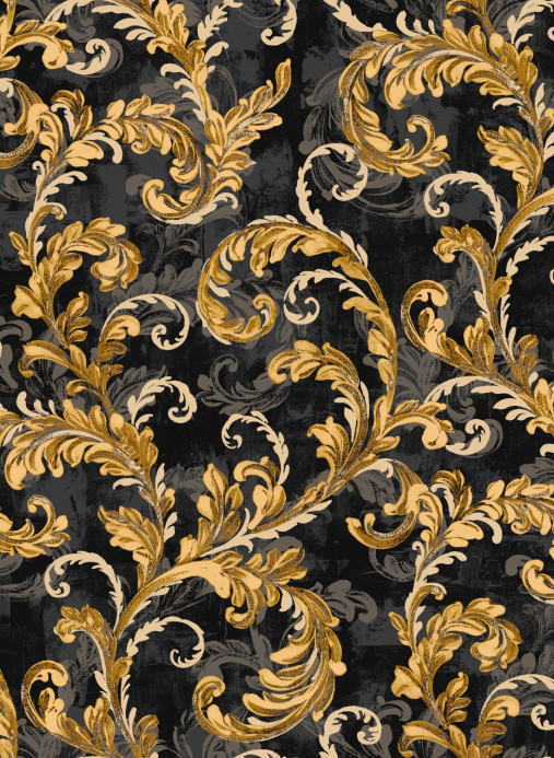 Coordonné Tapete Byzantine Damask - Onyx
