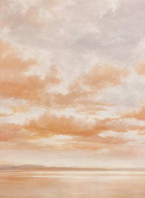 Coordonné Mural Cumulus Clouds - Coral