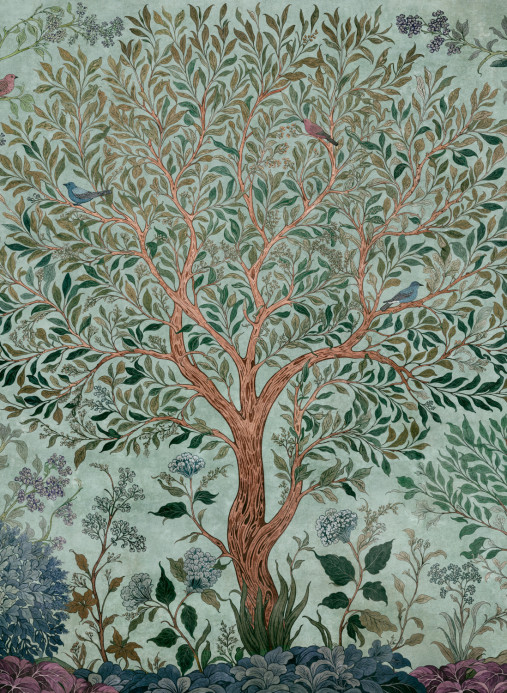Coordonné Mural Varanasi Tree - Sapphire