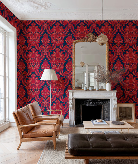 Coordonné Tapete Venetian Damask - Vermilion