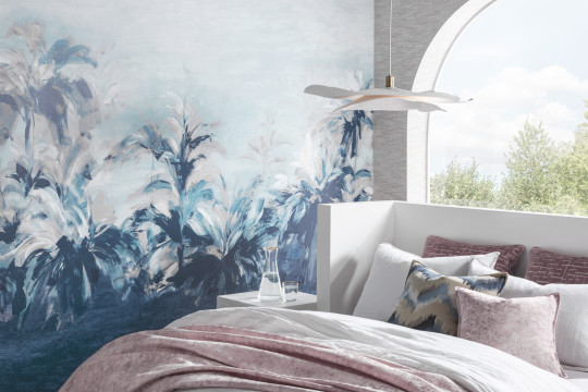 Clarke & Clarke Wallpaper Alberi - Midnight/ Linen Banner