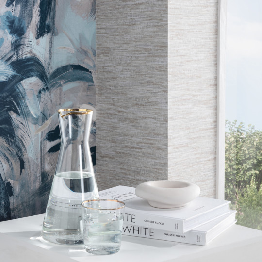 Clarke & Clarke Wallpaper Alberi - Midnight/ Linen Banner