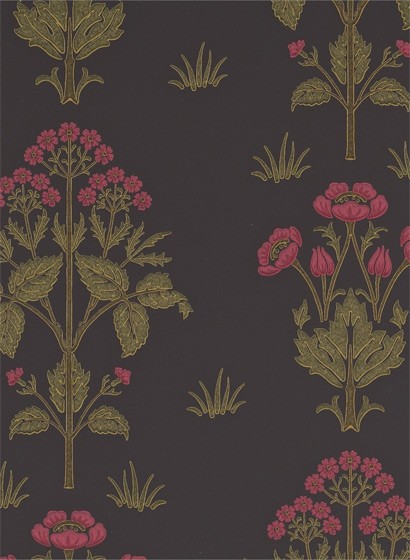 Tapete Meadow Sweet von Morris & Co. - Charcoal/ Rose