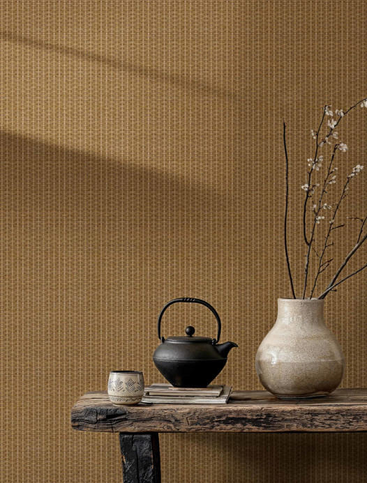 Coordonne Papier peint Kuba Raffia - Sienna