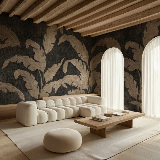 Coordonné Carta da parati panoramica Leaves Shadow - Silver