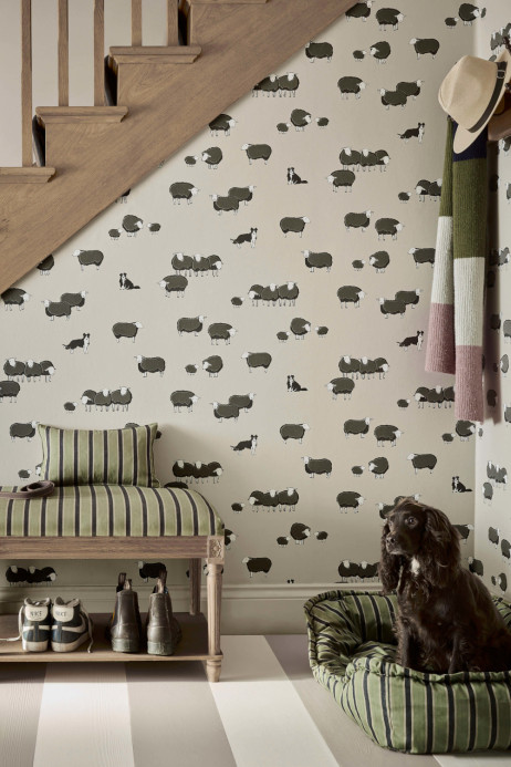 Little Greene Tapete Nip & Lassie - Slaked Lime Dark
