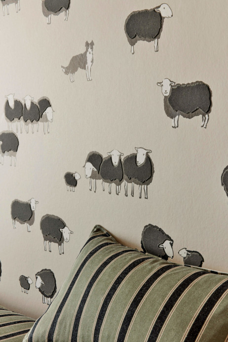 Little Greene Tapete Nip & Lassie - Slaked Lime Dark