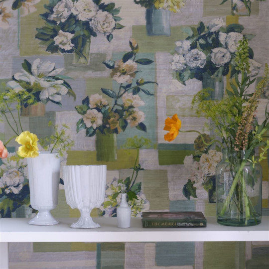 Designers Guild Carta da parati Celadon Vase Grasscloth - Celadon