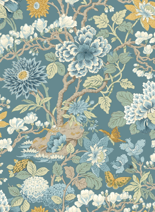 GP & J Baker Tapete Little Magnolia - Denim/ Ochre