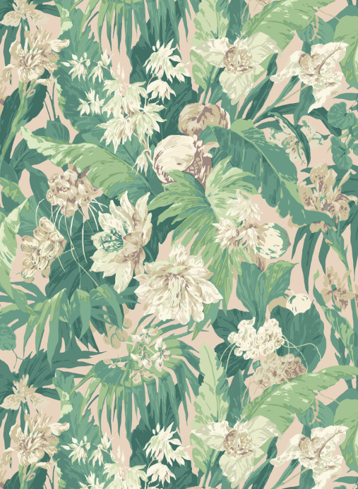 GP & J Baker Tapete Tropical Floral - Blush/ Green