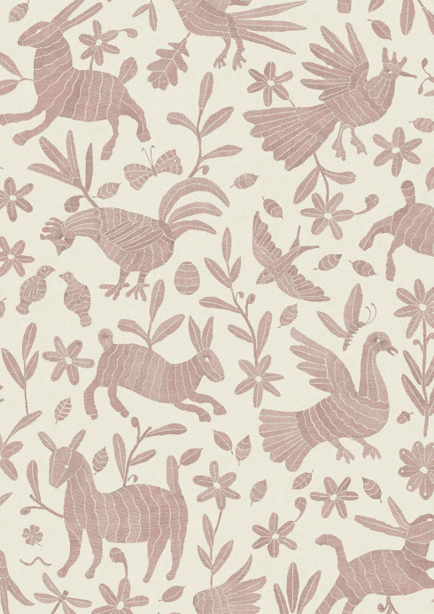 Lewis & Wood Carta da parati Otomi - Bunny Pink