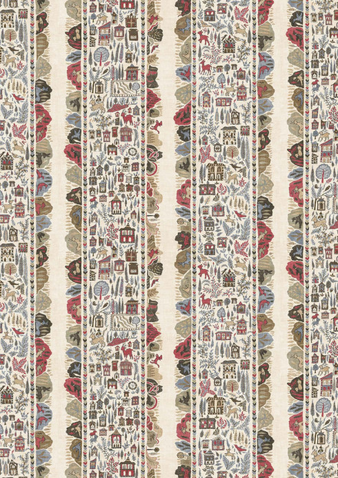 Lewis & Wood Wallpaper Ravi Ribbon - Peat Pomegranate