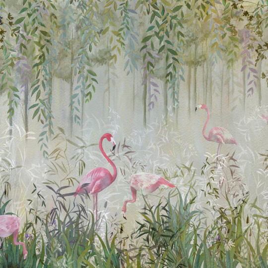 NLXL Papier peint panoramique Flamingo Garden