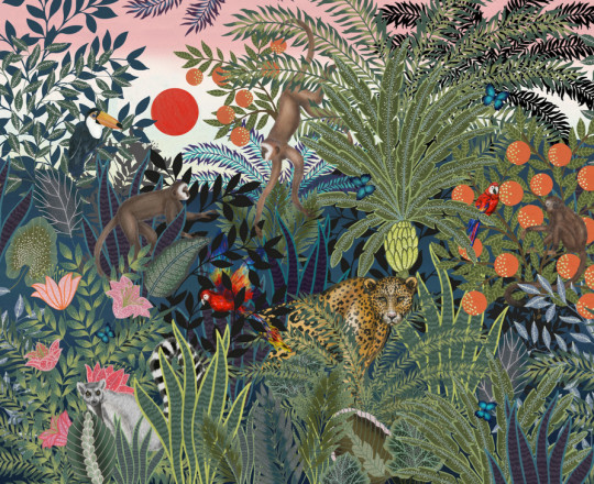 Boråstapeter Studio Carta da parati panoramica Jungle Wall Animals - 9426W