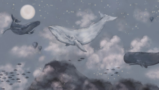 Boråstapeter Studio Wandbild Whales in the Sky - 9457W
