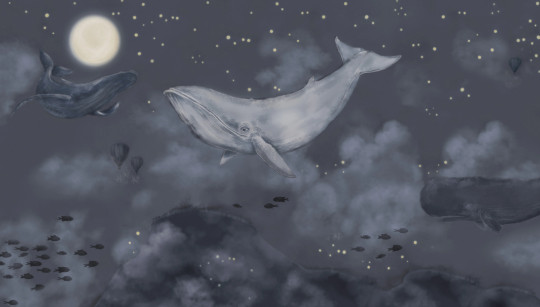 Boråstapeter Studio Wandbild Whales in the Sky - 9458W