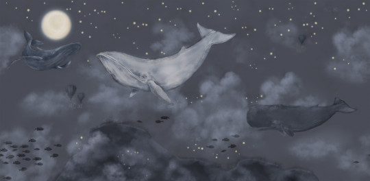 Boråstapeter Studio Wandbild Whales in the Sky - 9458W