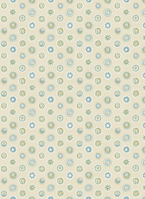 GP & J Baker Carta da parati Court Buttons - Blue/ Green