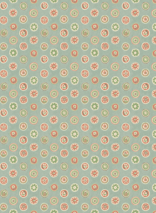 GP & J Baker Tapete Court Buttons - Aqua/ Red