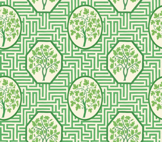 GP & J Baker Papier peint Royal Maze - Royal Green