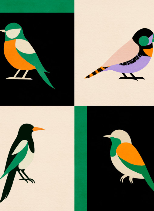 Coordonné Tapete Like a Bird - Noir