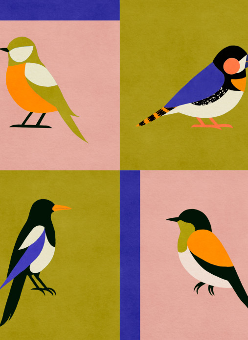 Coordonné Tapete Like a Bird - Cobalt