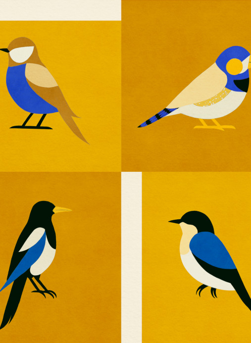 Coordonné Papier peint Like a Bird - Golden