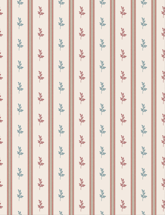 Nina Campbell Tapete Anduze - Red/ Teal