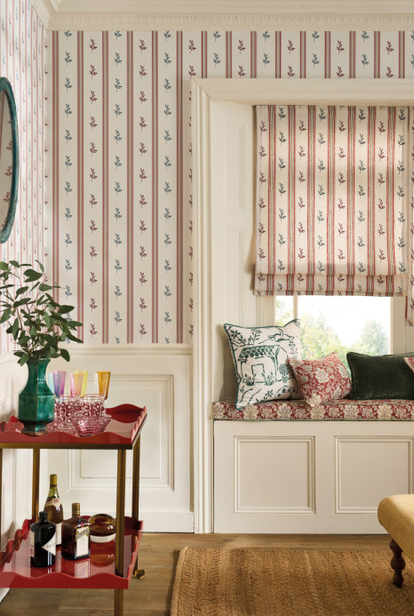 Nina Campbell Tapete Anduze - Red/ Teal