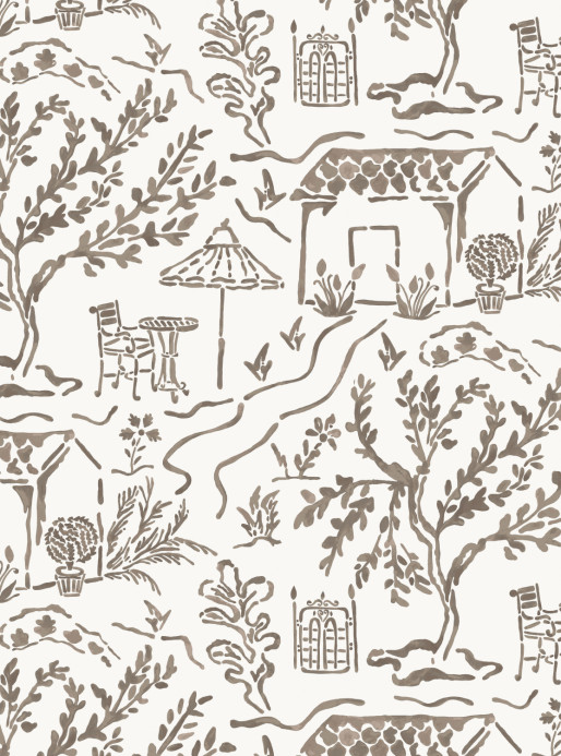 Nina Campbell Tapete La Quintinie - Chocolate