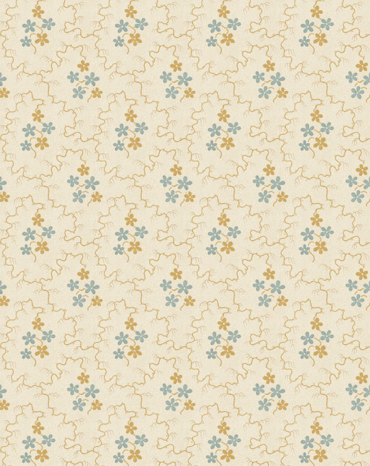 GP & J Baker Tapete Posy - Ochre/ Blue