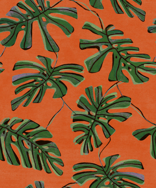 Tres Tintas Tapete Monstera - Naranja
